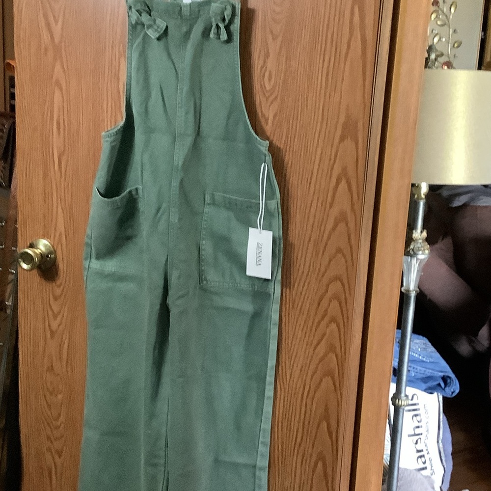 Women's Green Utility Wide-Leg Jumpsuit